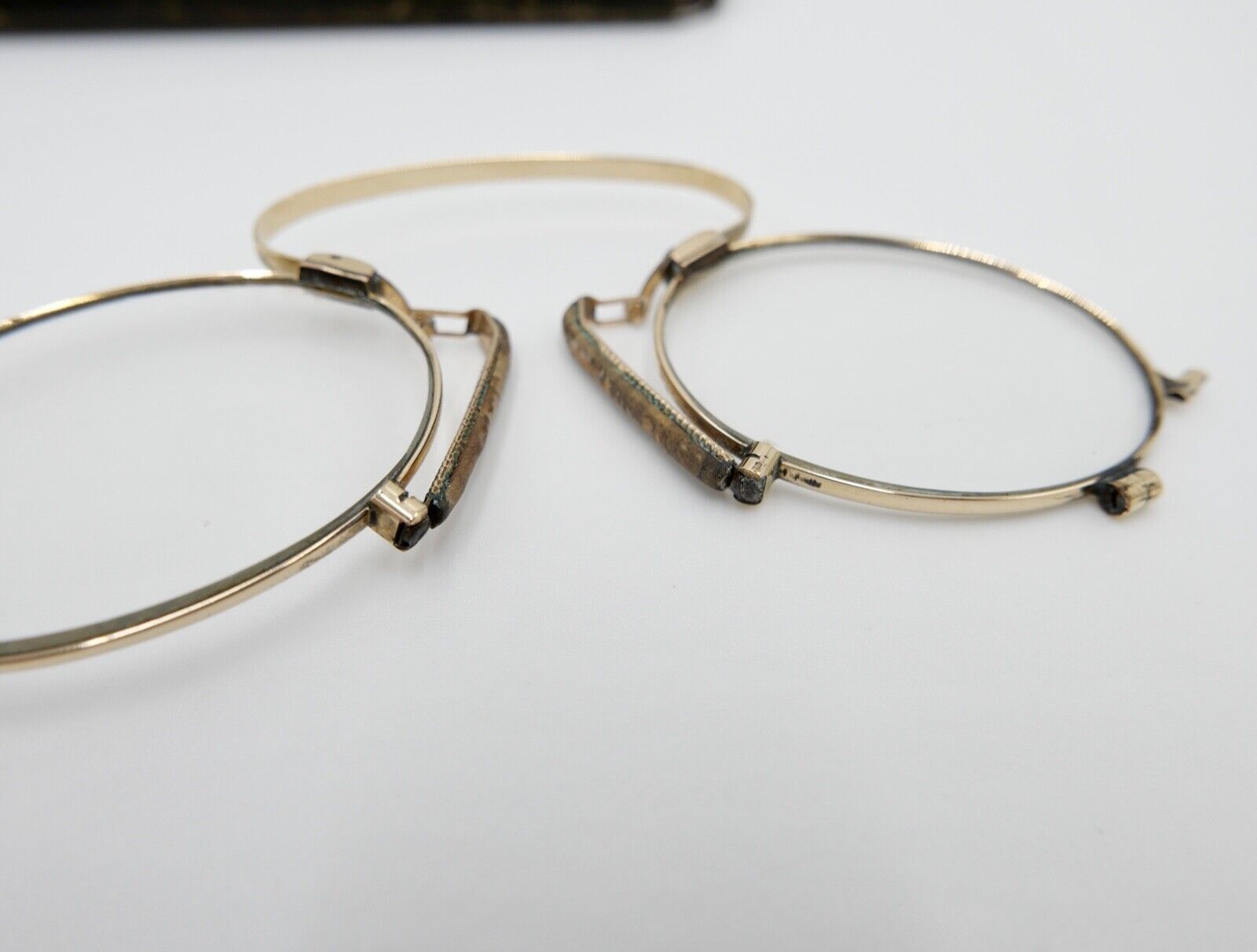 Antik um 1890 Zwicker Kneifer Brille Lesebrille im Etui 585 Gold - Antikhandel-Stuttgart