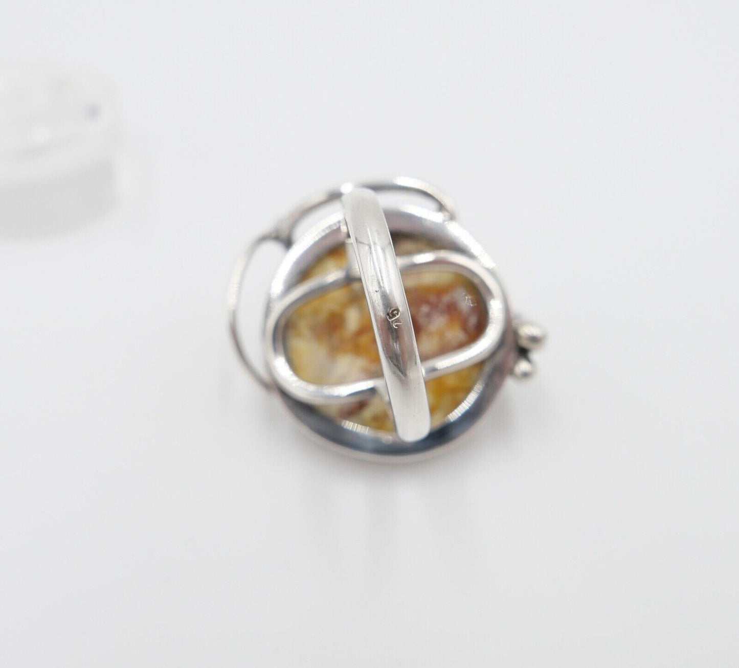 Bernstein Designer Ring Gr. 58 Silber 925 - Antikhandel-Stuttgart