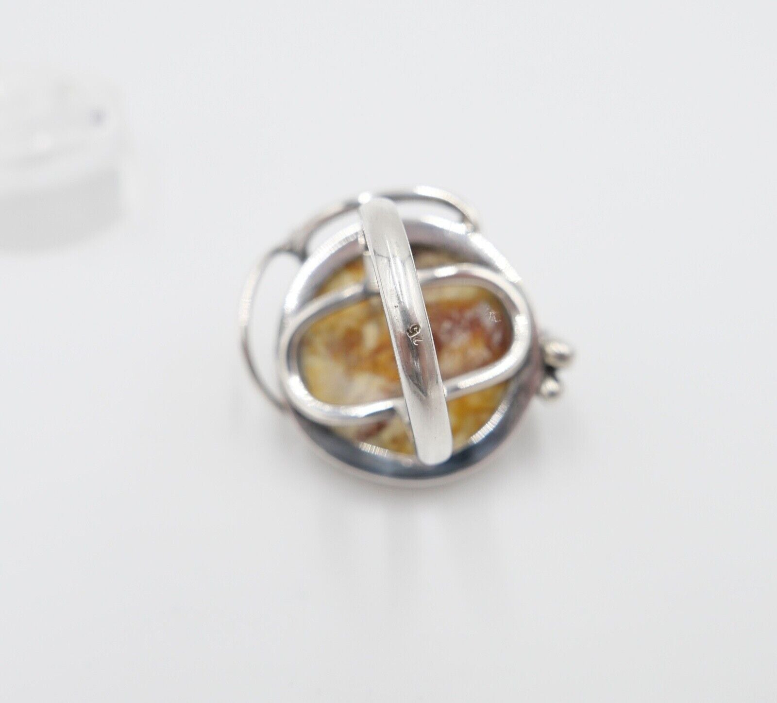 Bernstein Designer Ring Gr. 58 Silber 925 - Antikhandel-Stuttgart