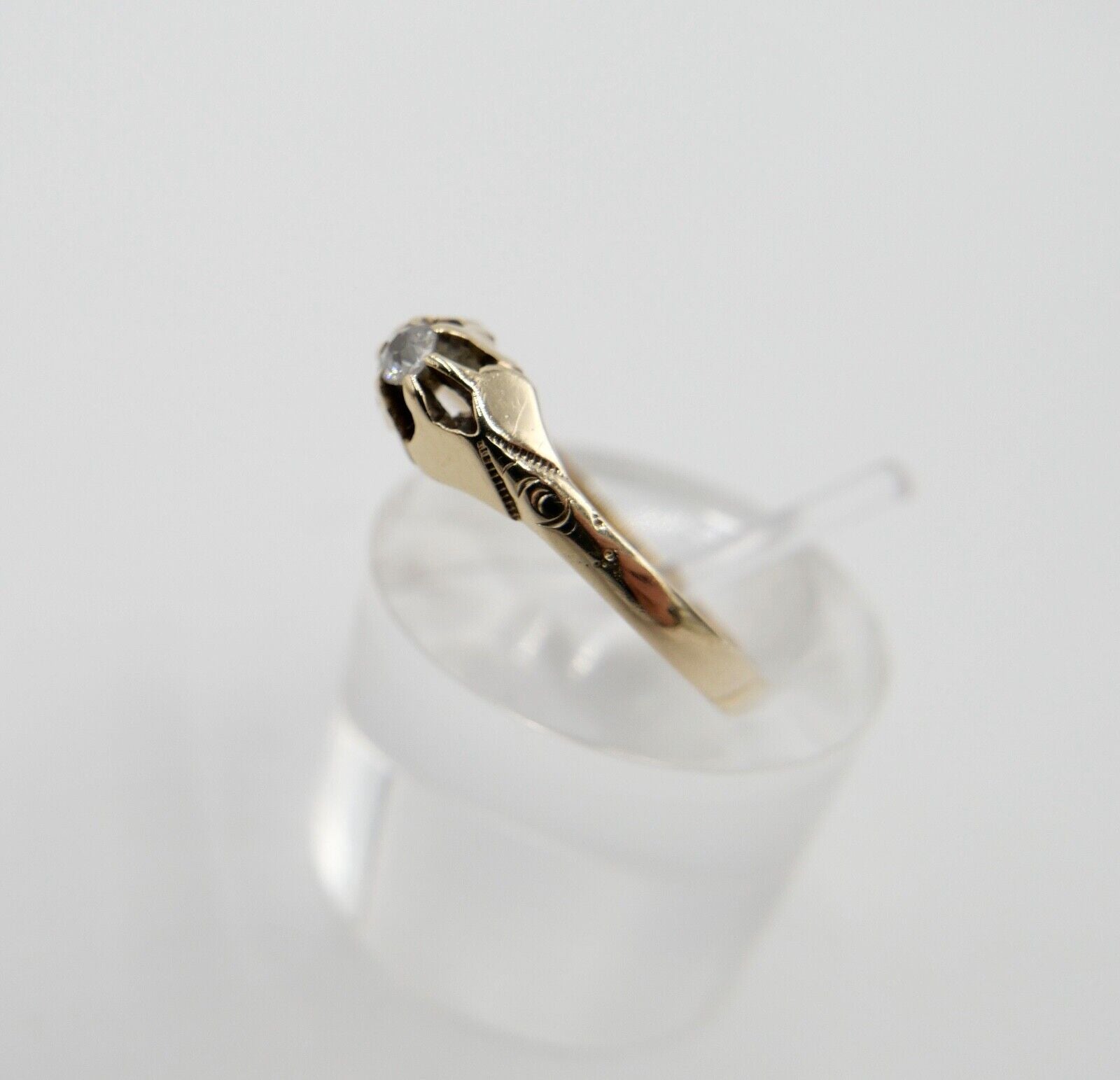 Antik um 1900 Jugendstil Solitär Ring Gold 333 Diamant Damenring Gr. 58 - Antikhandel-Stuttgart