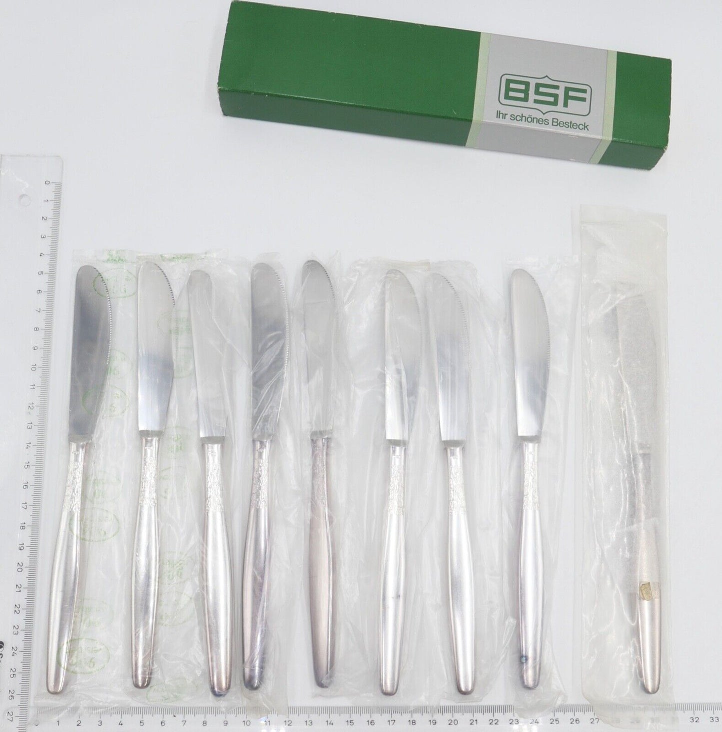 NEU - BSF RAUHREIF 90 Silber 36 Teile Besteck Löffel Gabel Messer Tortenheber - Antikhandel-Stuttgart