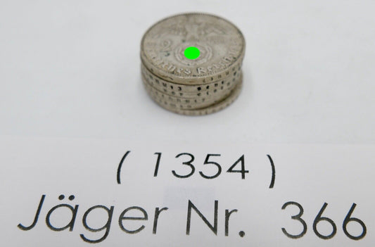 6x 2 Reichsmark 625 Silbermünzen 1936 Jäger J. 366 Hindenburg - Antikhandel-Stuttgart