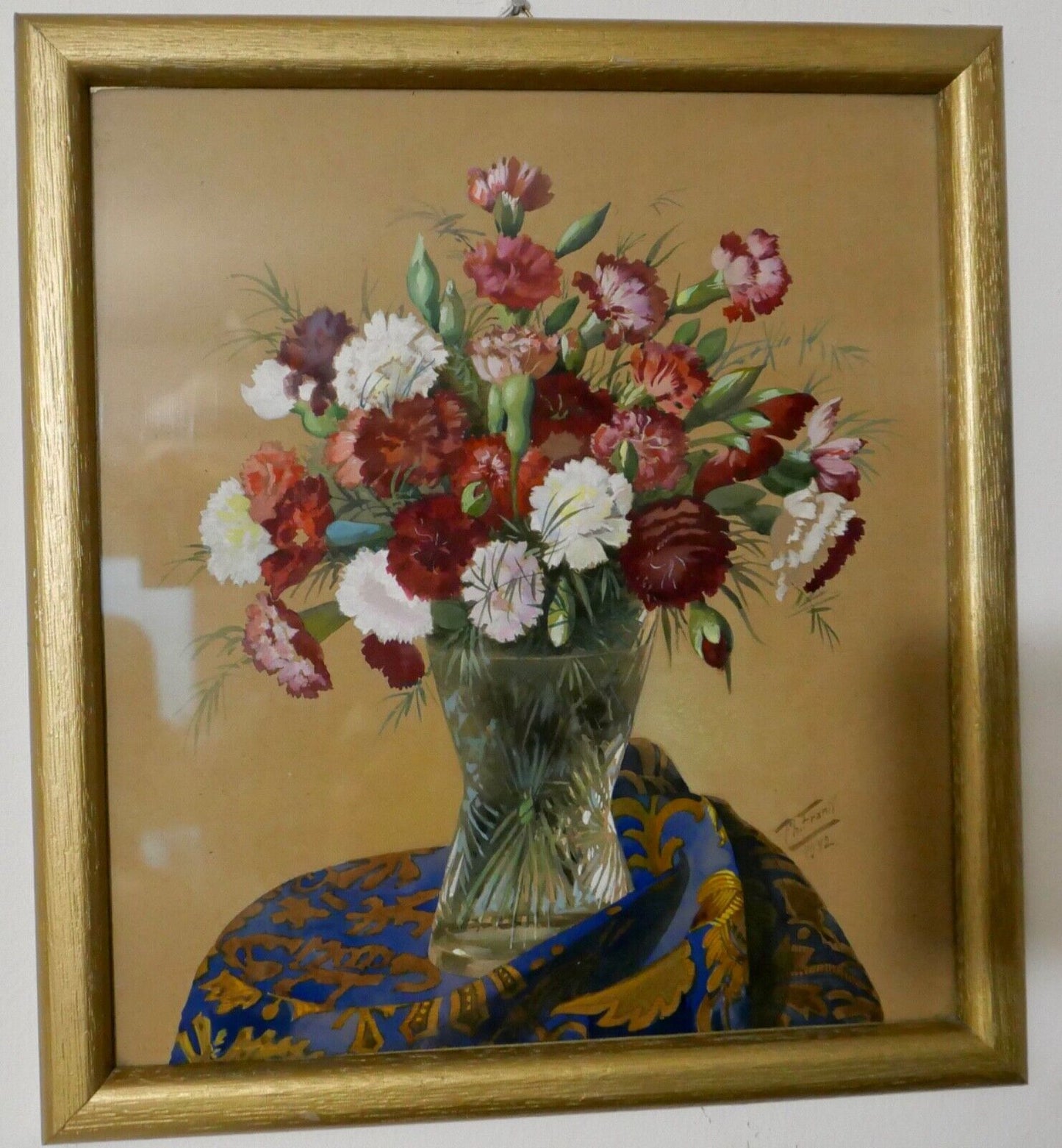 Gemälde Ph. Frank 1942 Stillleben BLUMEN Vase 37x33 cm LANDAU signiert - Antikhandel-Stuttgart