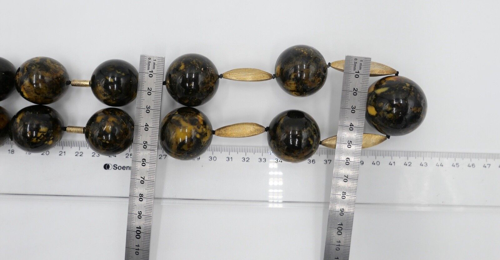 vintage XL Bernstein Kette Silber vergoldet Halskette Kugeln Collier 244,8 gr - Antikhandel-Stuttgart