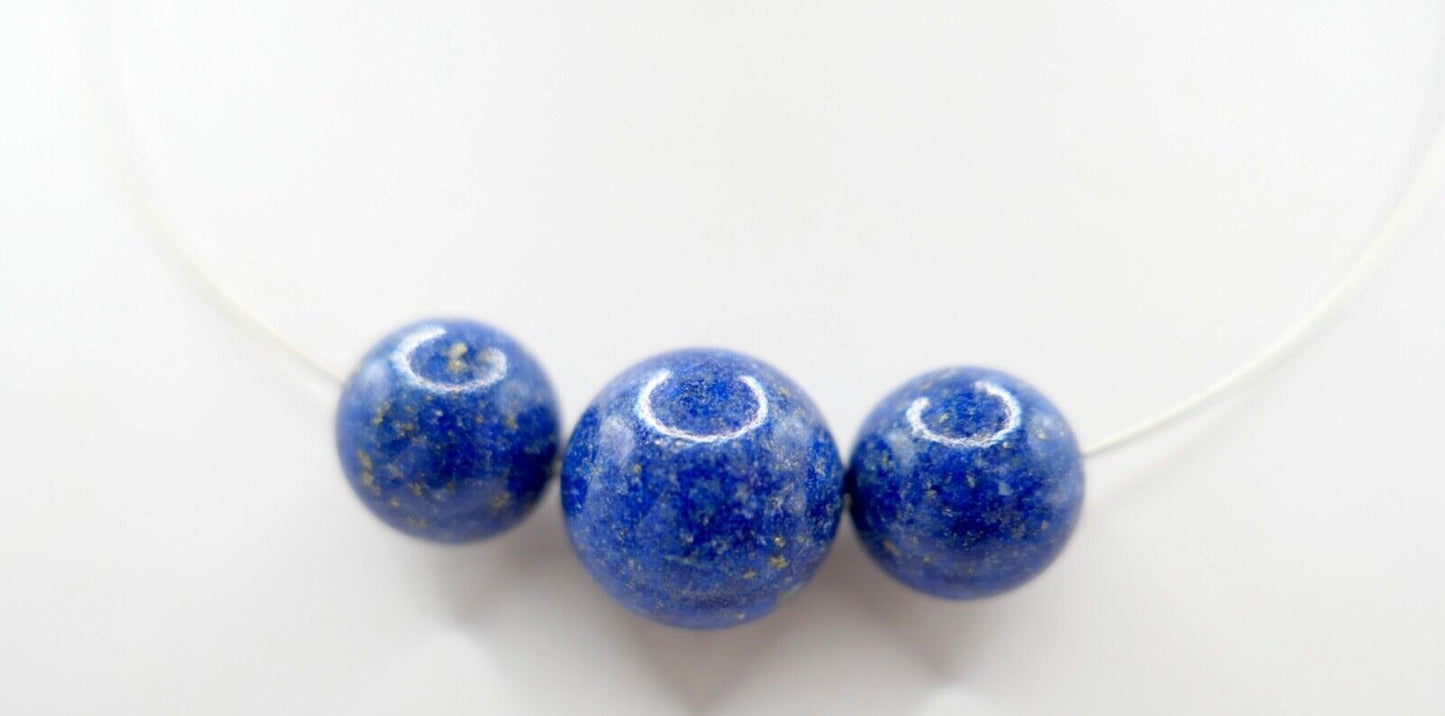 1990er Jahre Silber Draht Collier mit LAPIS LAPISLAZULI Anhänger 44cm - Antikhandel-Stuttgart