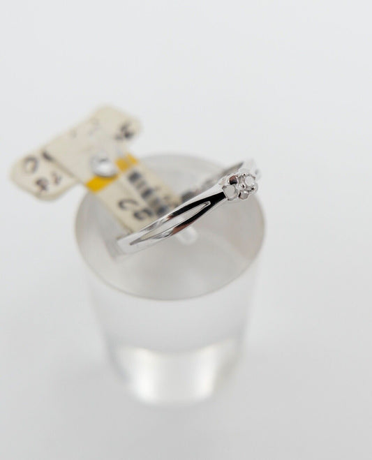 - NEU - 90er Jahre Solitär Ring Weißgold Gold 585 14K Brillant 0,015 Ct Gr. 52 - Antikhandel-Stuttgart