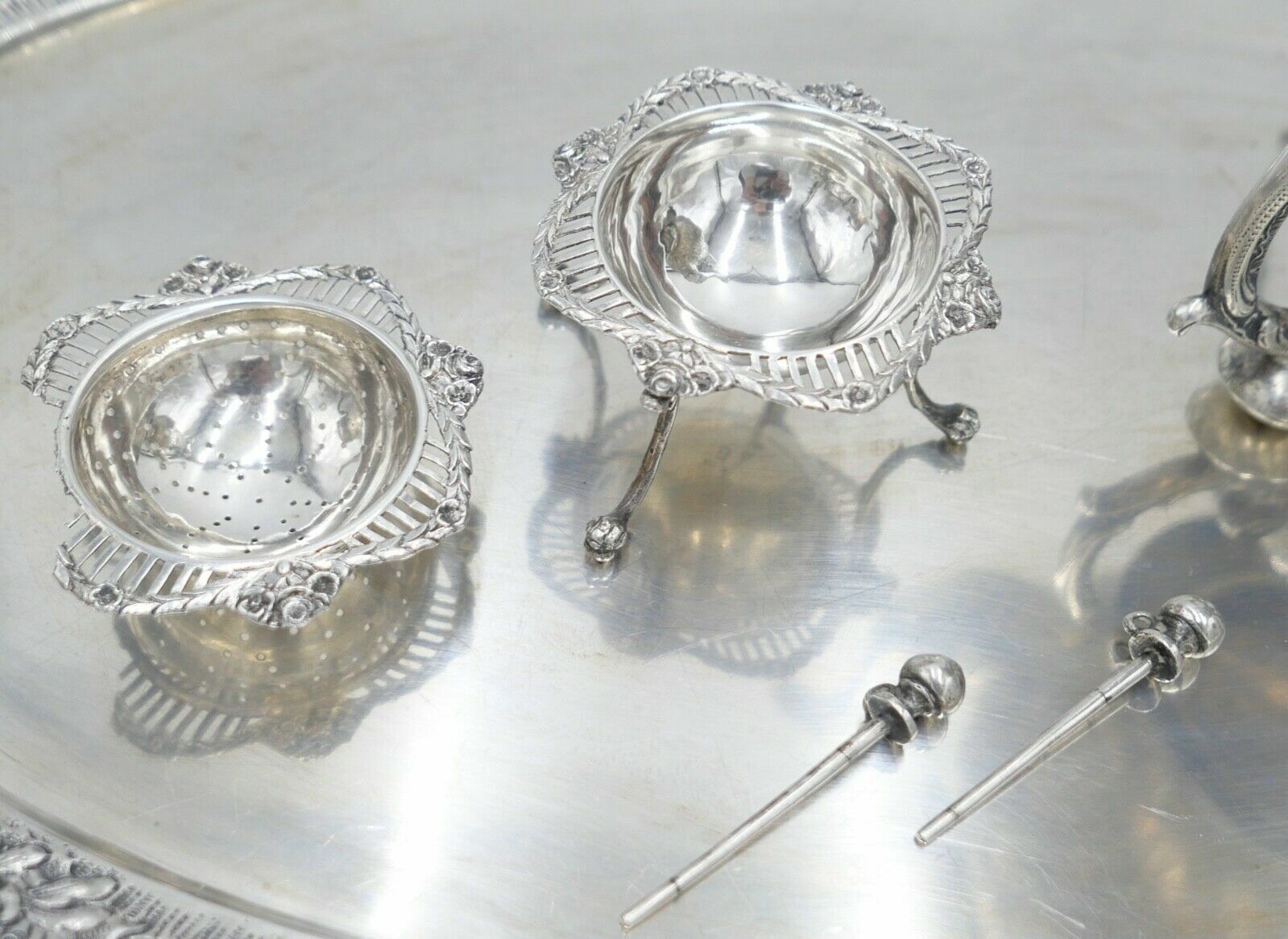 XL Jugendstil Kaffee Tee Service " Friedrich Reusswig Hanau " 800 Silber 6 KG - Antikhandel-Stuttgart