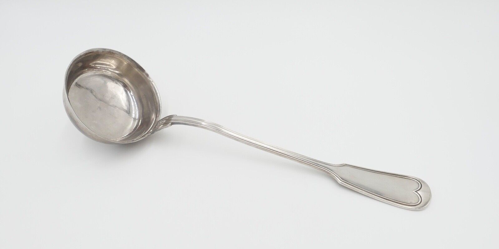 OKA 60 Suppenschöpfer Suppenkelle 60 versilbert Augsburger Faden - Antikhandel-Stuttgart