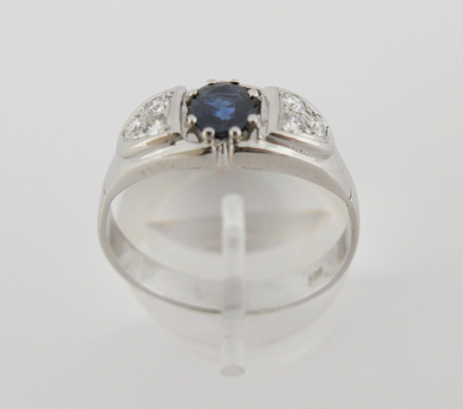 Weißgold Damen Ring synthetisch Saphir & Brillanten Gr. 63 0,14 Ct 585 14K - Antikhandel-Stuttgart