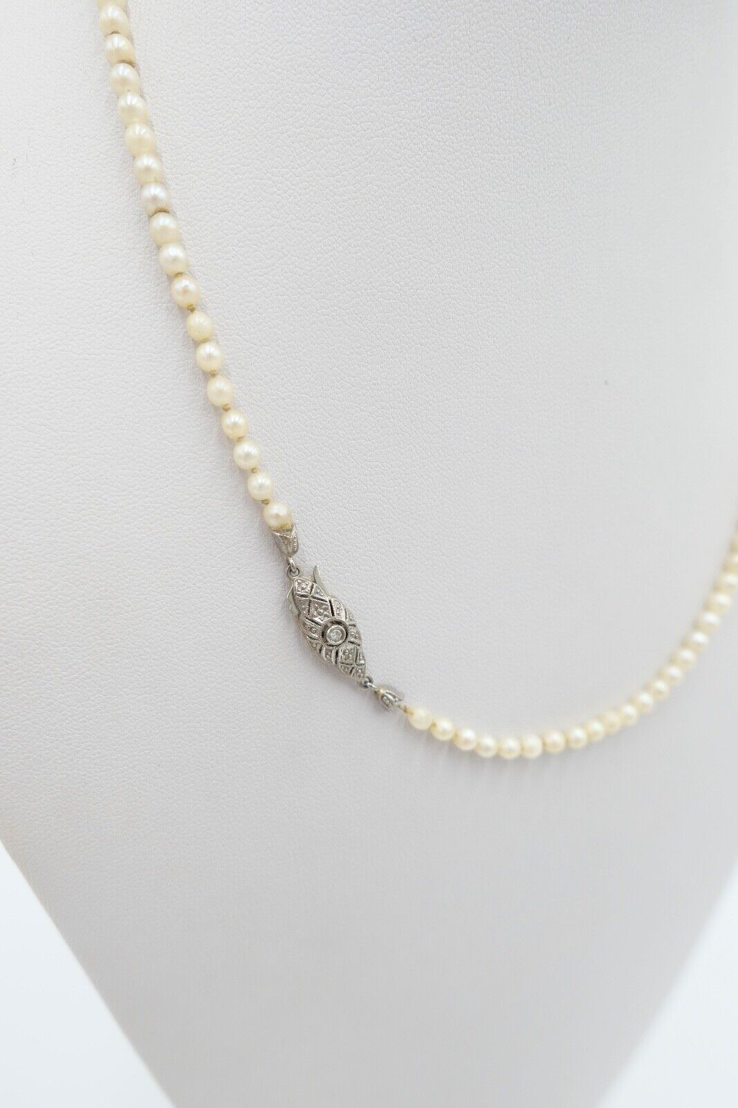 40er Jahre Perlenkette Collier Zuchtperle 47 cm Gold 585 / 14K Perlen Ø 7,1 mm - Antikhandel-Stuttgart