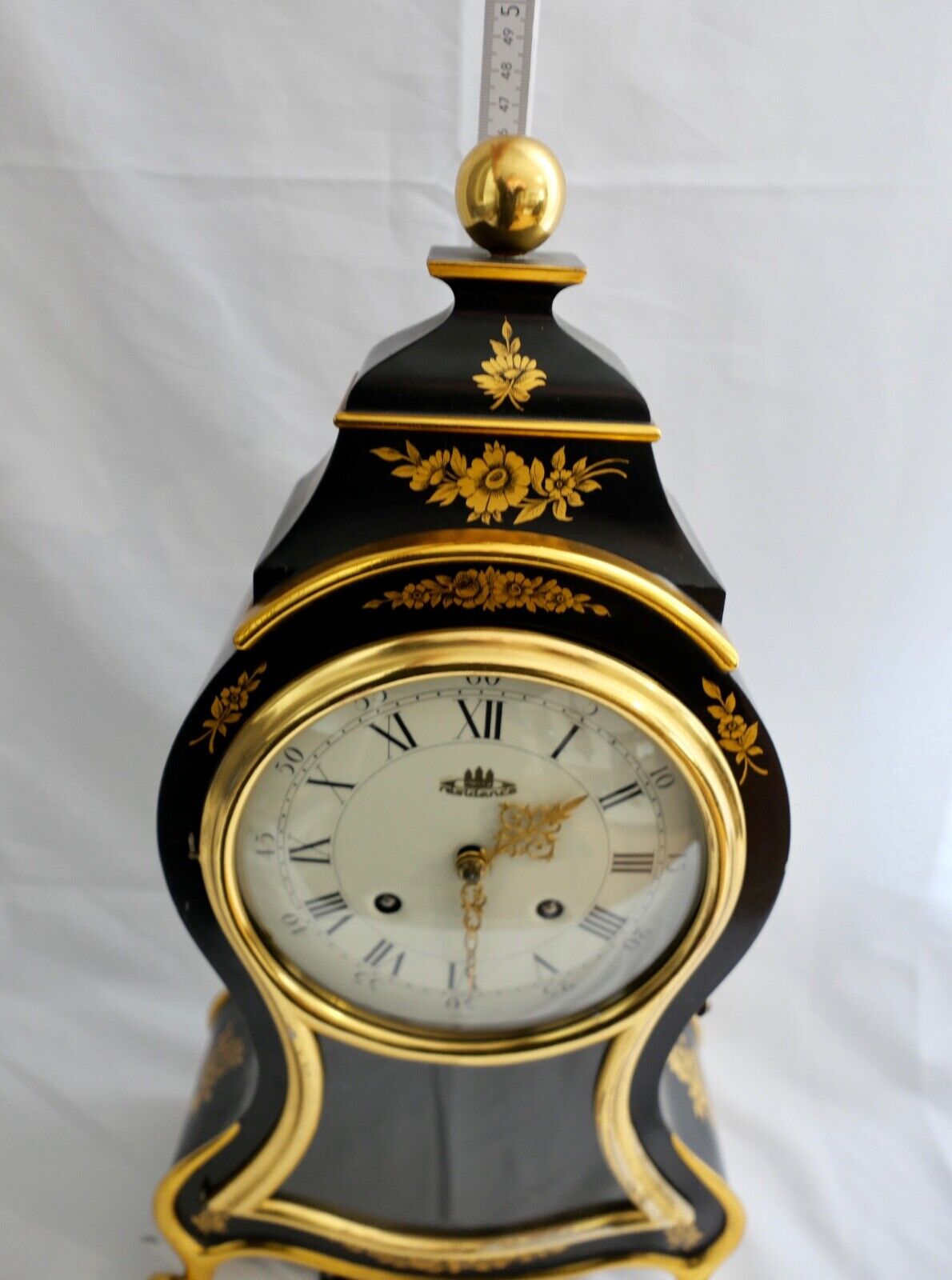 Große Pendule 46cm Tischuhr Kaminuhr RESIDENCE schwarz Gold im Stil Louis XVI - Antikhandel-Stuttgart