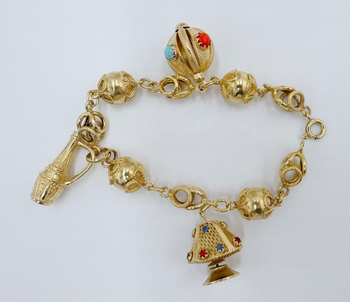 seltenes Bettelarmband Gold Armband 750 / 18K mit bunten Edelsteinen UNOAERRE - Antikhandel-Stuttgart