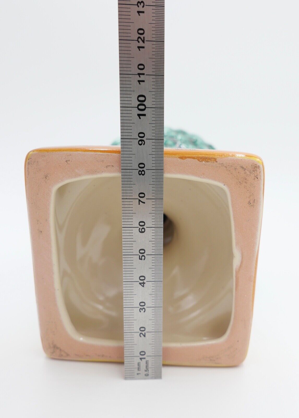 Keramik handbemalt 21 cm Pinienzapfen aus Sizilien / Syrakus 2003 signiert - Antikhandel-Stuttgart