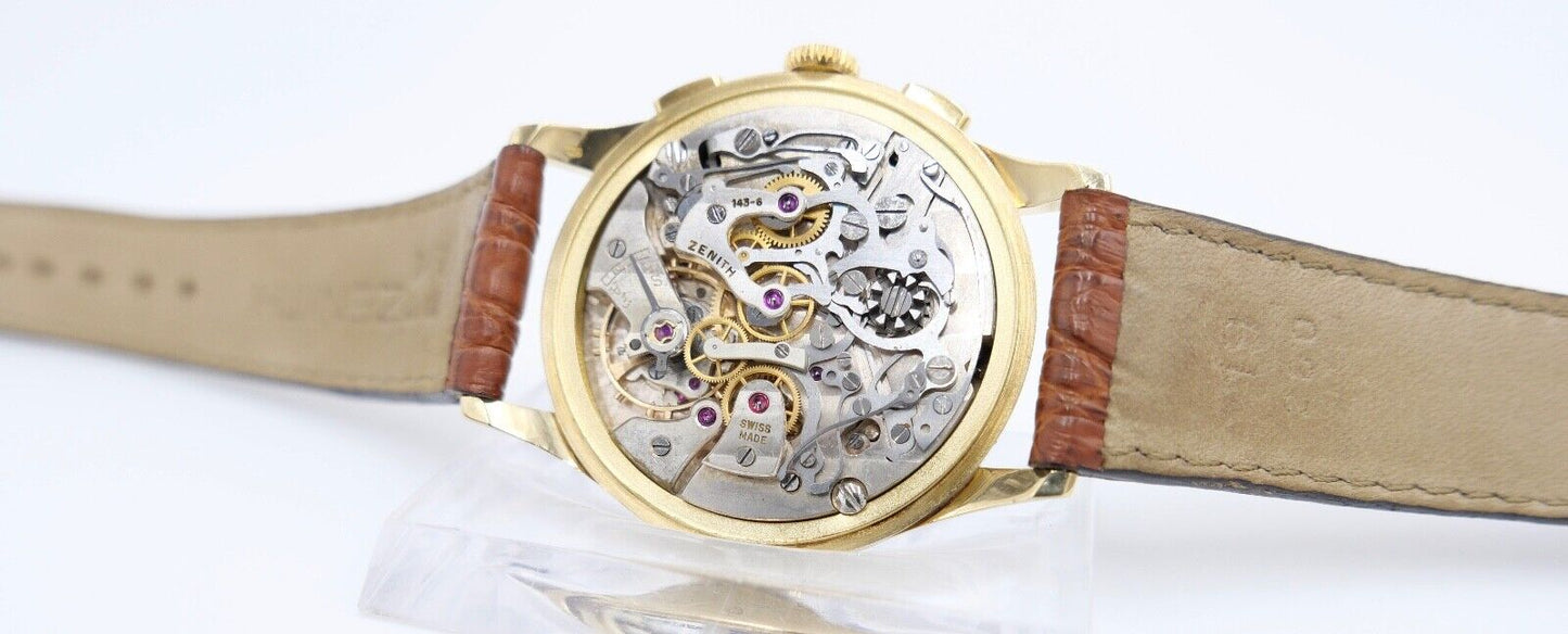 50er Jahre Zenith Excelsior Park Chronograph 750 / 18K Gold Cal. 143-6 - Antikhandel-Stuttgart