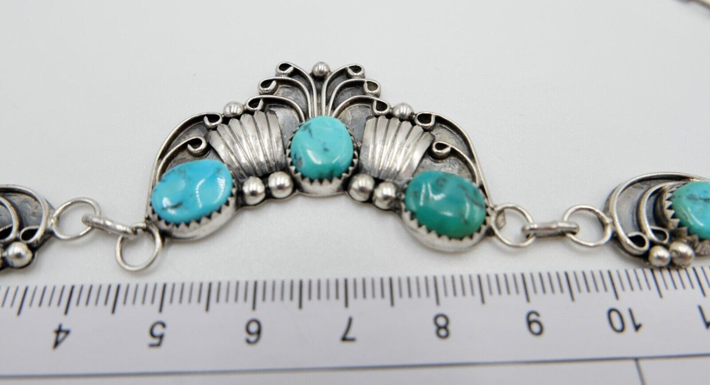 1970er Jahre Kette / Collier JWK John W. Kessler 925 Sterling Silber mit Türkis - Antikhandel-Stuttgart