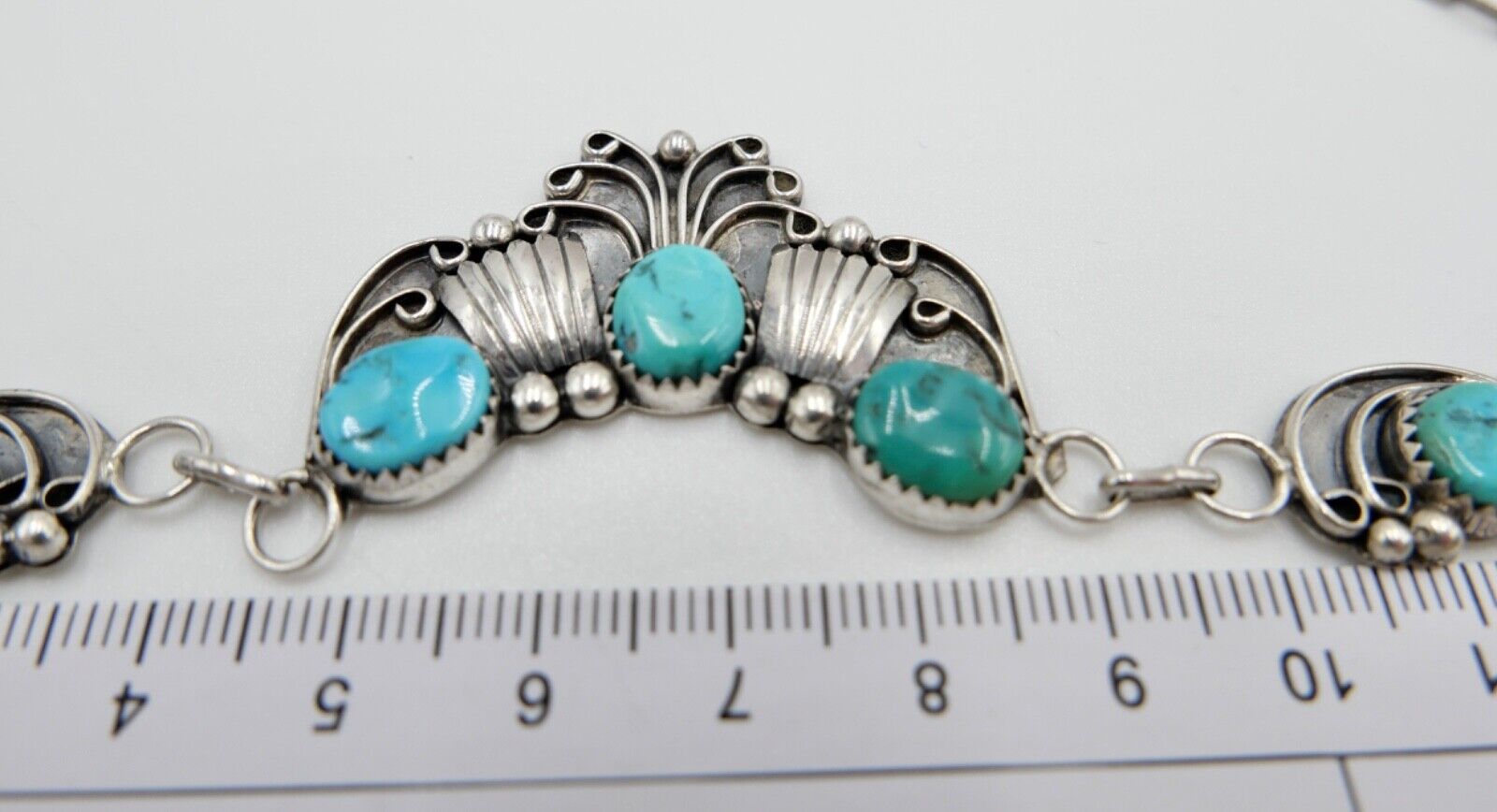 1970er Jahre Kette / Collier JWK John W. Kessler 925 Sterling Silber mit Türkis - Antikhandel-Stuttgart