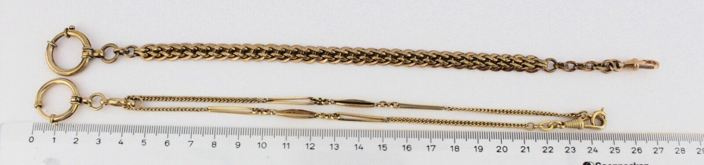 8 Antike Taschenuhr Kette pocket watch Chain Goldcharm Amerika Chronos Vergoldet - Antikhandel-Stuttgart