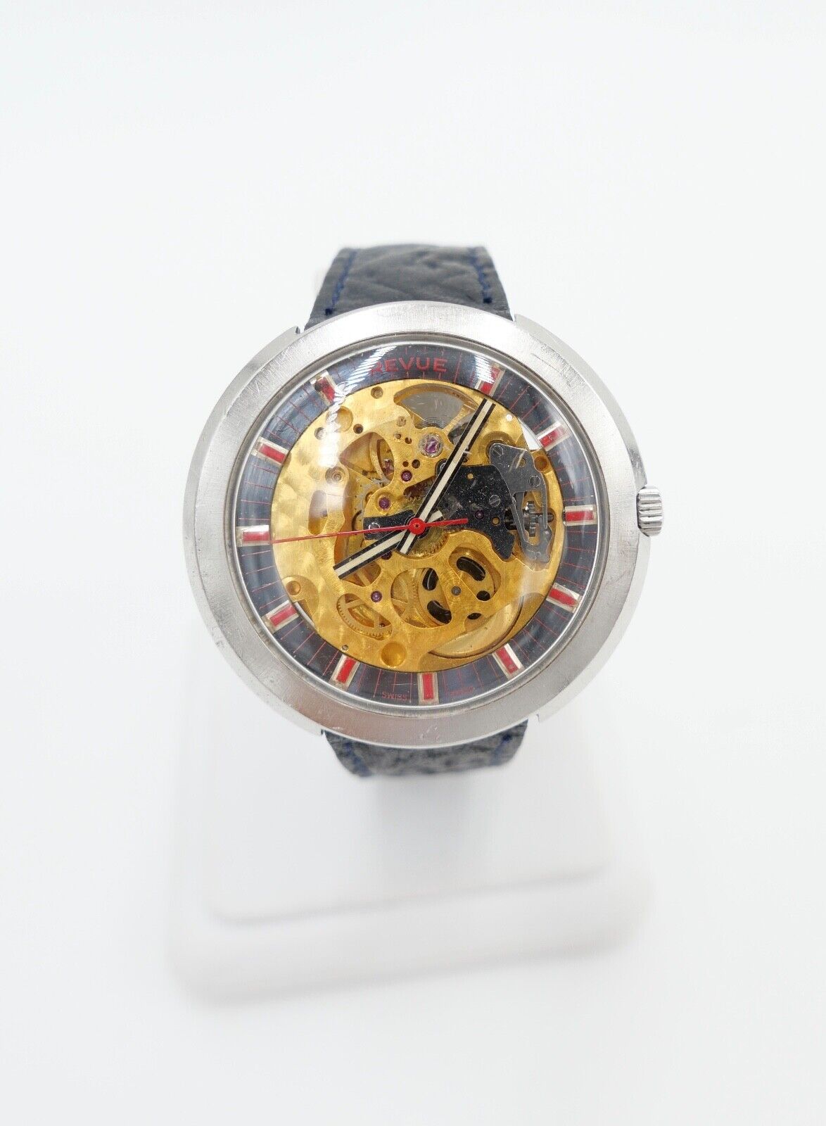 Revue Herren Armbanduhr Skelett Gehäuse Automatic Uhr MSR 1970er Vintage Ø40,7mm - Antikhandel-Stuttgart