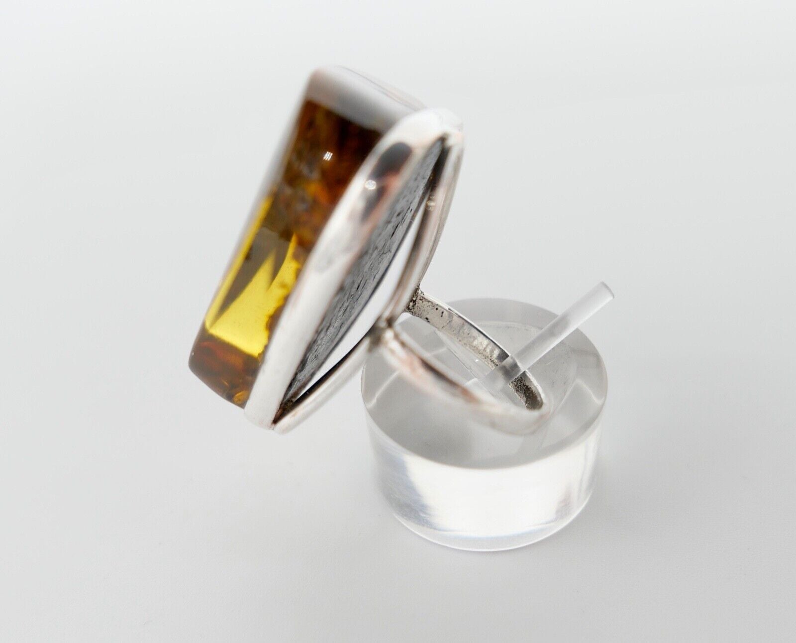 Bernstein Designer Ring Gr. 57 Silber - Antikhandel-Stuttgart