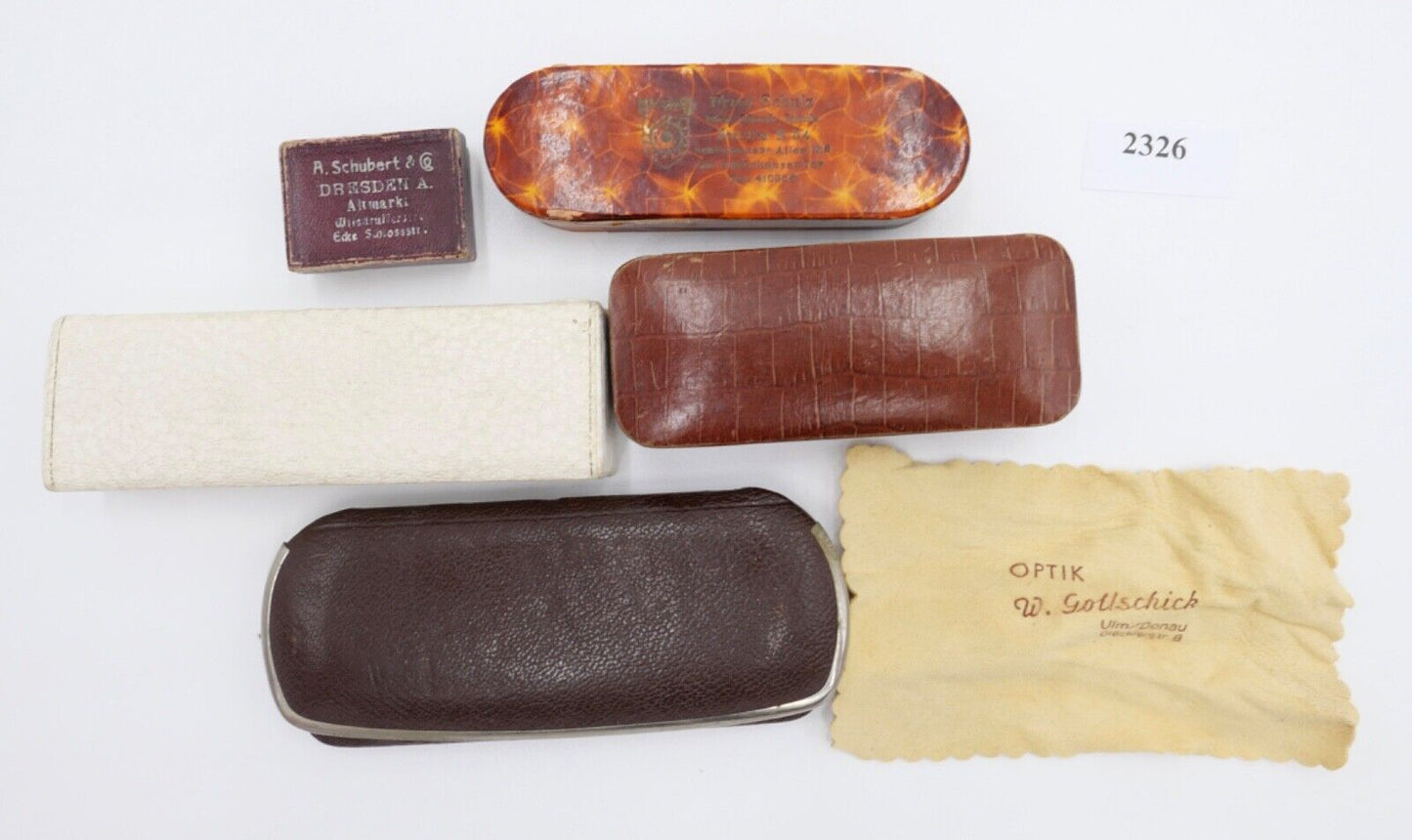 Konvolut alte / antike Etuis Brillen Etui Box Aufbewahrung Schatulle 5 Stück - Antikhandel-Stuttgart