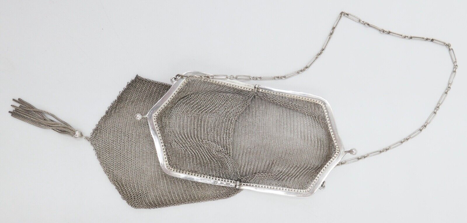 um 1920 Silber 800 MASSIFIL L.G. Ketten Geldbörse Opern Täschchen Portemonnaie - Antikhandel-Stuttgart