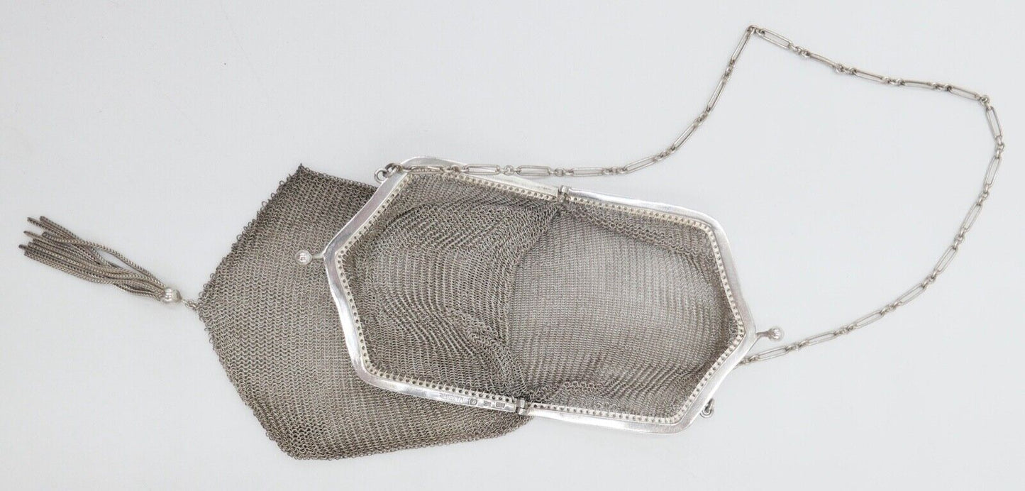 um 1920 Silber 800 MASSIFIL L.G. Ketten Geldbörse Opern Täschchen Portemonnaie - Antikhandel-Stuttgart