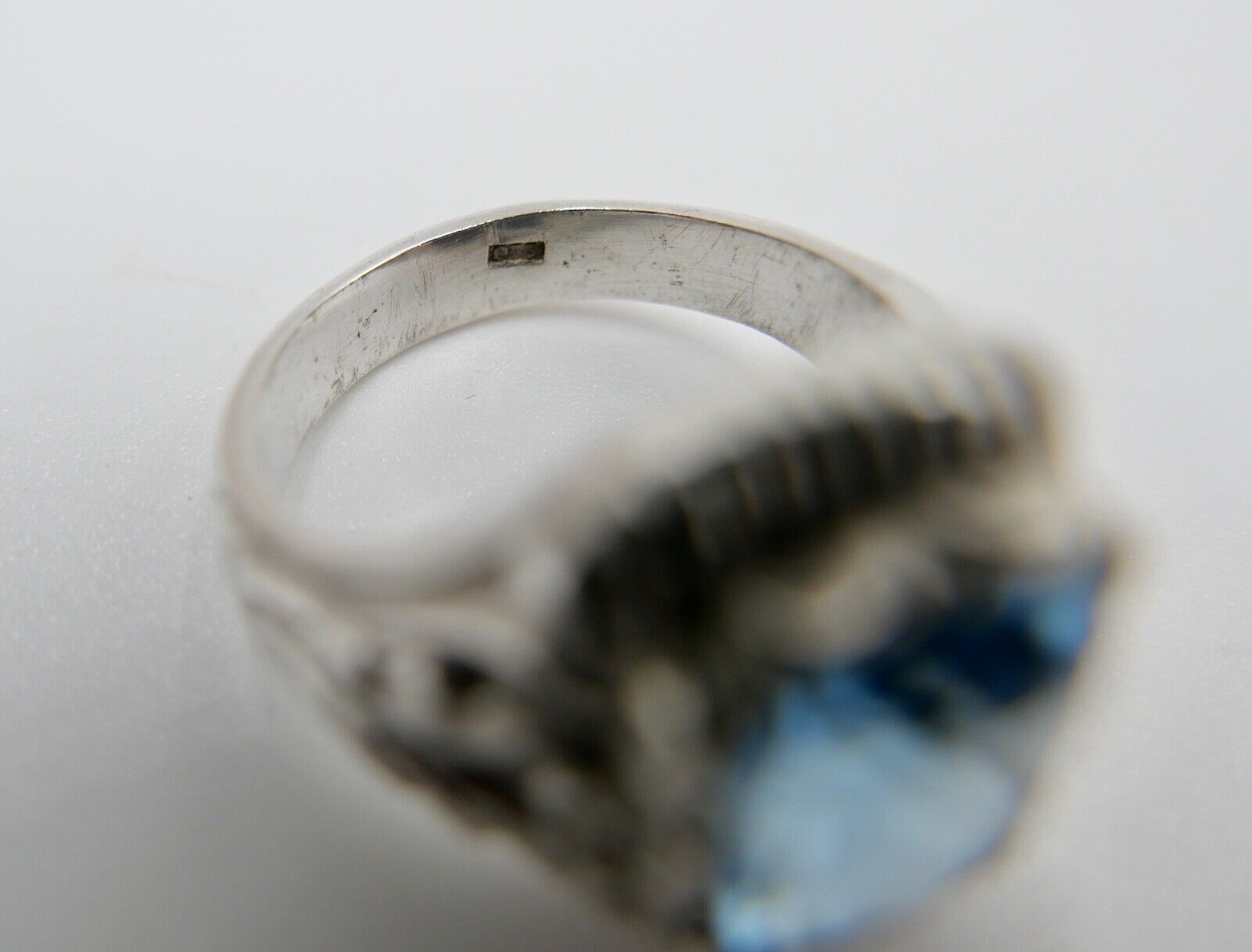 Massiver JUGENDSTIL Herren Damen Ring 835 Silber Gr. 60 floral Glasstein Blau - Antikhandel-Stuttgart