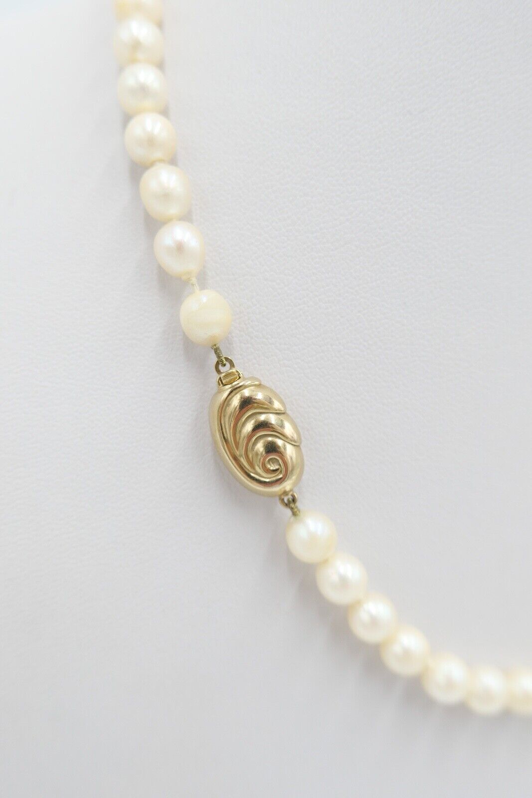 80er Jahre Jka Perlenkette Collier Zuchtperle 43 cm Gold 585 / 14K Perlen Ø 6 mm - Antikhandel-Stuttgart