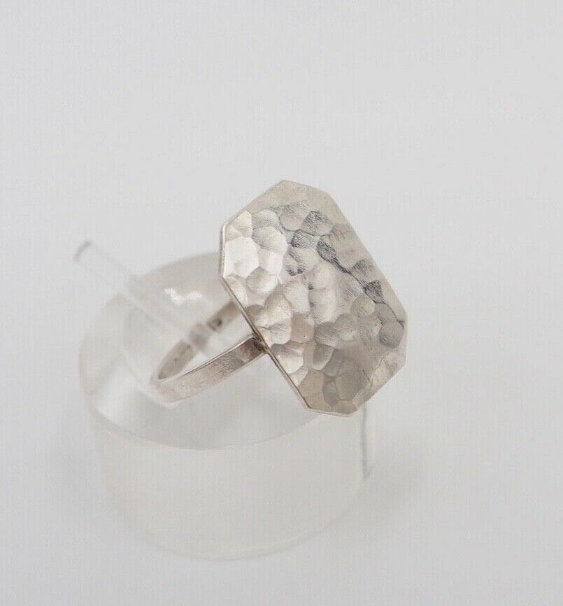vintage 60er Jahre Silber 835 Ring Gr. 54 Ringkopf gehämmert Herren Damen - Antikhandel-Stuttgart