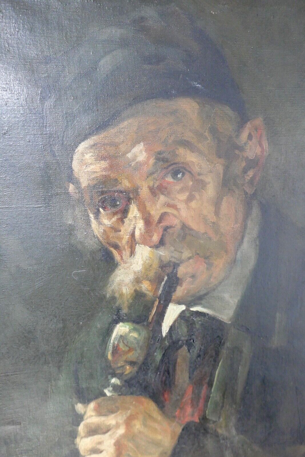 68,5 x 56 cm DUBOIS Gemälde um 1910 Öl auf Leinwand " Pfeifenraucher " - Antikhandel-Stuttgart