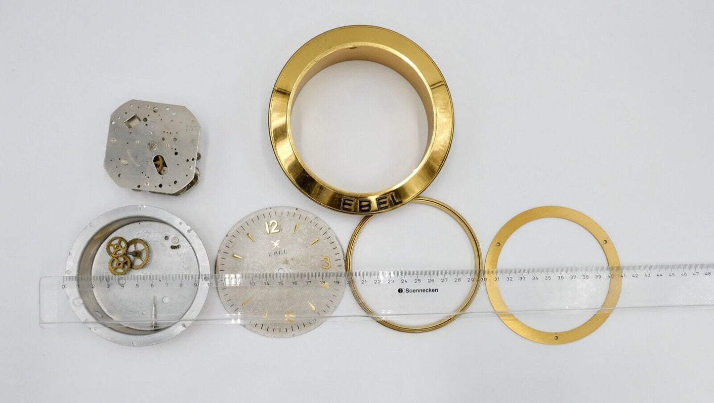 alte & sehr seltene EBEL 60er Tischuhr Gold Messing Ø13,5 cm DEFEKT Ersatzteile - Antikhandel-Stuttgart