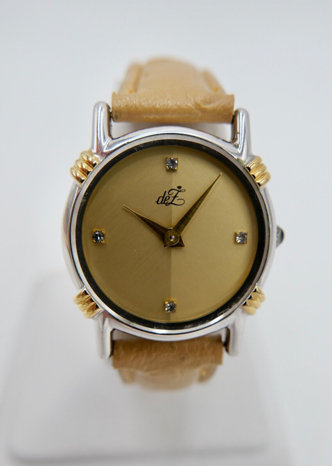 Bicolor ZentRa deZ Damenuhr mit Zirkonia im Zifferblatt NEUwertig 1980er Jahre - Antikhandel-Stuttgart