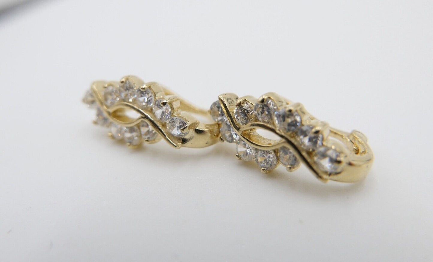1,2 Ct Zirkonia Diamant Imitat Elegante Creolen Clips Gold 585 14K SARA Ohrringe - Antikhandel-Stuttgart