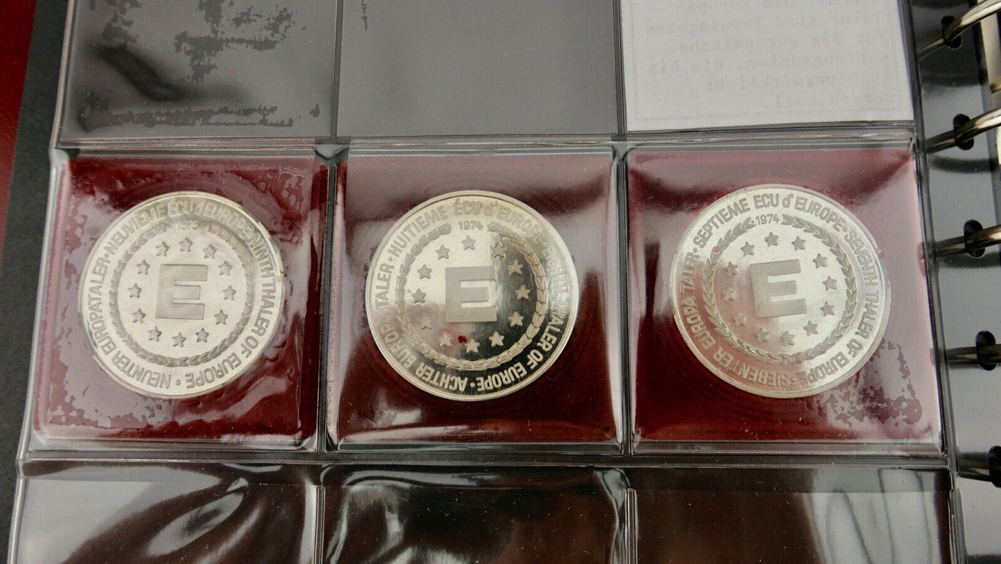 10x Europa Taler 900 925 Medaille Silbermedaille 1-10 in Album TOP ECU - Antikhandel-Stuttgart