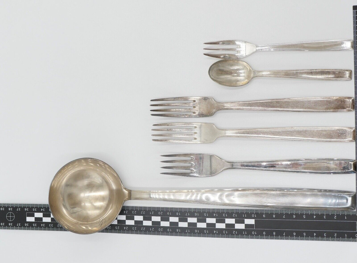 6 Tlg Philipp Häusler um 1930 Besteck " Europa " Modeln. 2800 90er Silber - Antikhandel-Stuttgart