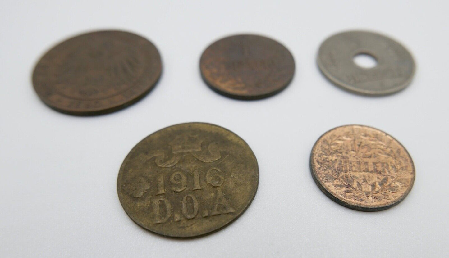 Posten / LOT Heller Pesa 1890-1913 Deutsch Ost Afrika 5 Münzen DOA - Antikhandel-Stuttgart