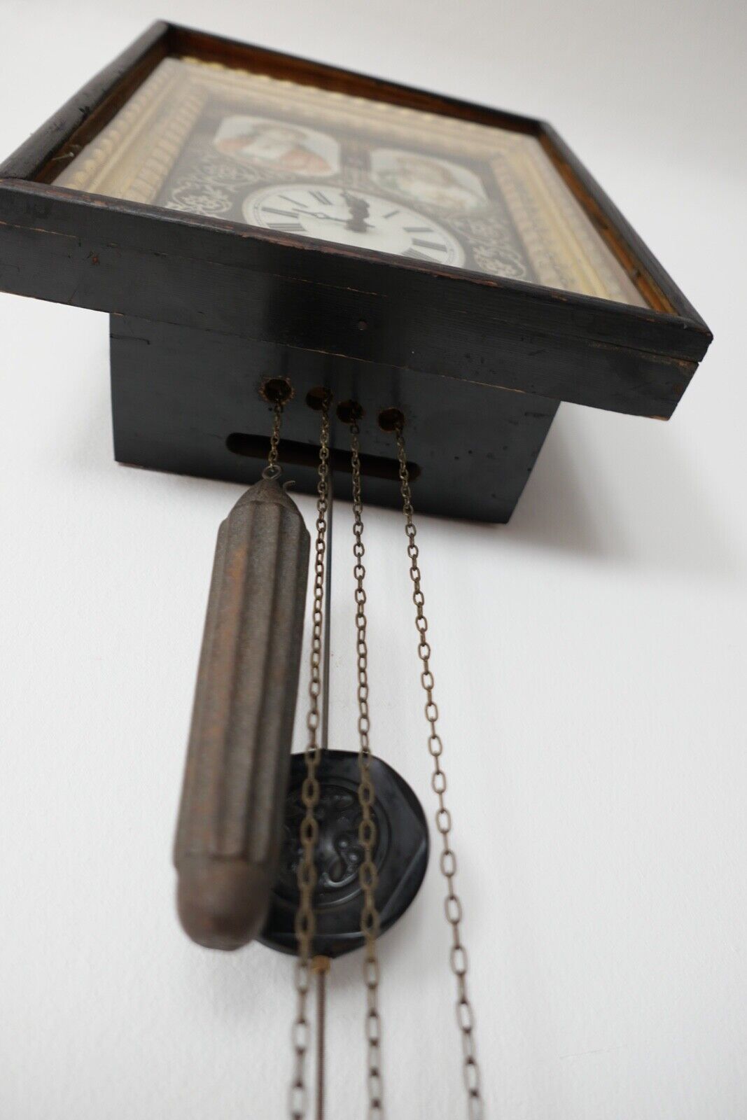 BIEDERMEIER antike Rahmenuhr Bilderuhr Wanduhr Portrait Frauen römische Ziffern - Antikhandel-Stuttgart