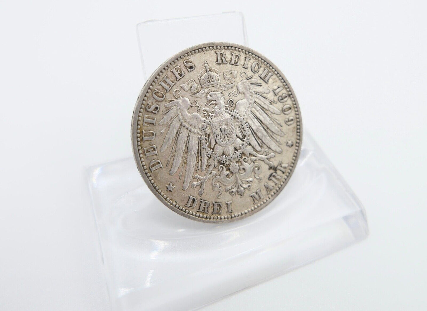 3 Mark 1909 E Jäger J.135 VZ-STG Sachsen Friedrich August III. - Antikhandel-Stuttgart