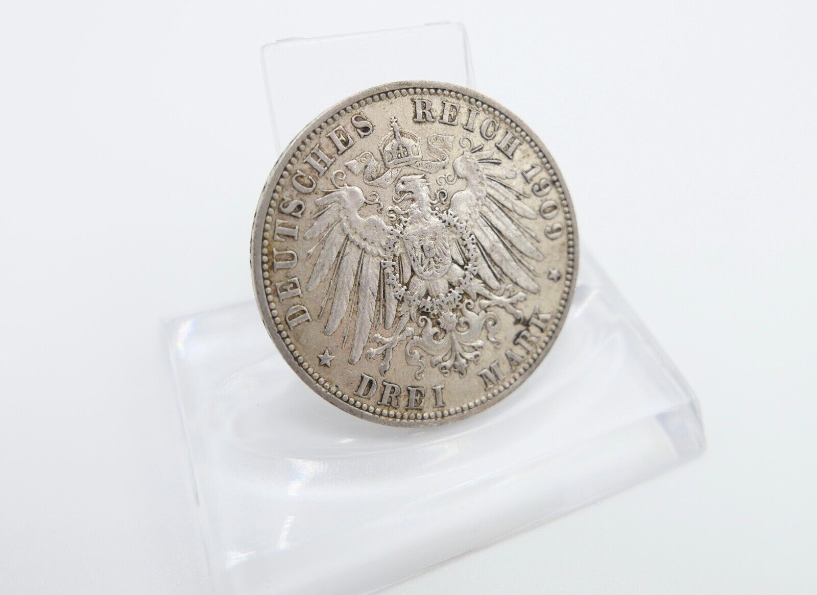 3 Mark 1909 E Jäger J.135 VZ-STG Sachsen Friedrich August III. - Antikhandel-Stuttgart