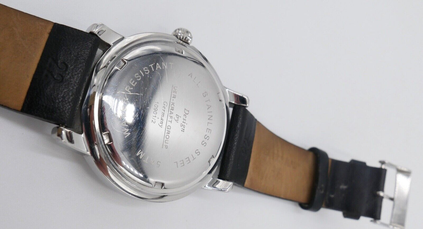 Uhr Kraft Quarz Chronograph Lederband Herrenuhr - Antikhandel-Stuttgart