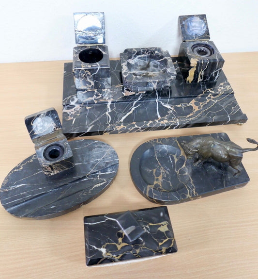 antike Schreibtischgarnitur aus Marmor - Antikhandel-Stuttgart