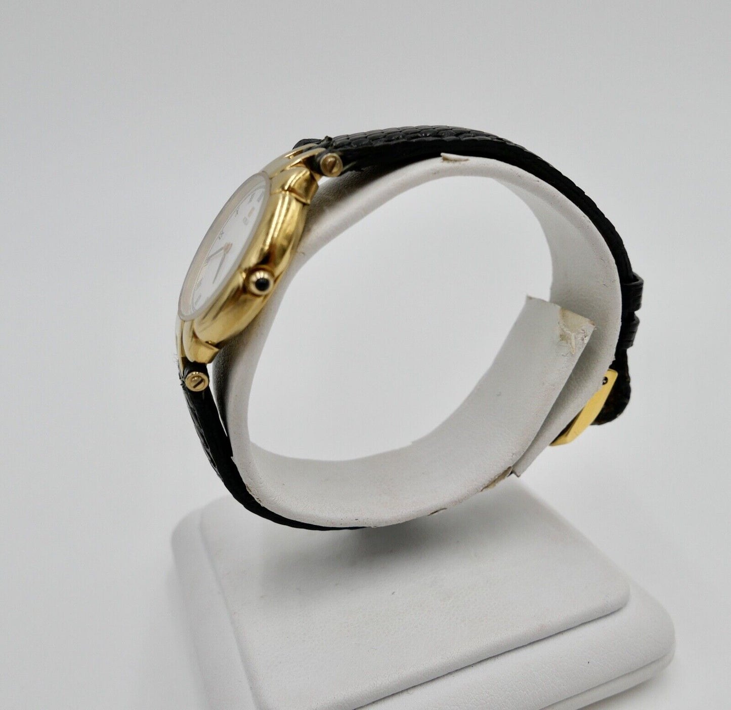 90er Jahre Noblia Damen Armbanduhr 5420-F41434 Y Quartz vergoldet Lederband - Antikhandel-Stuttgart