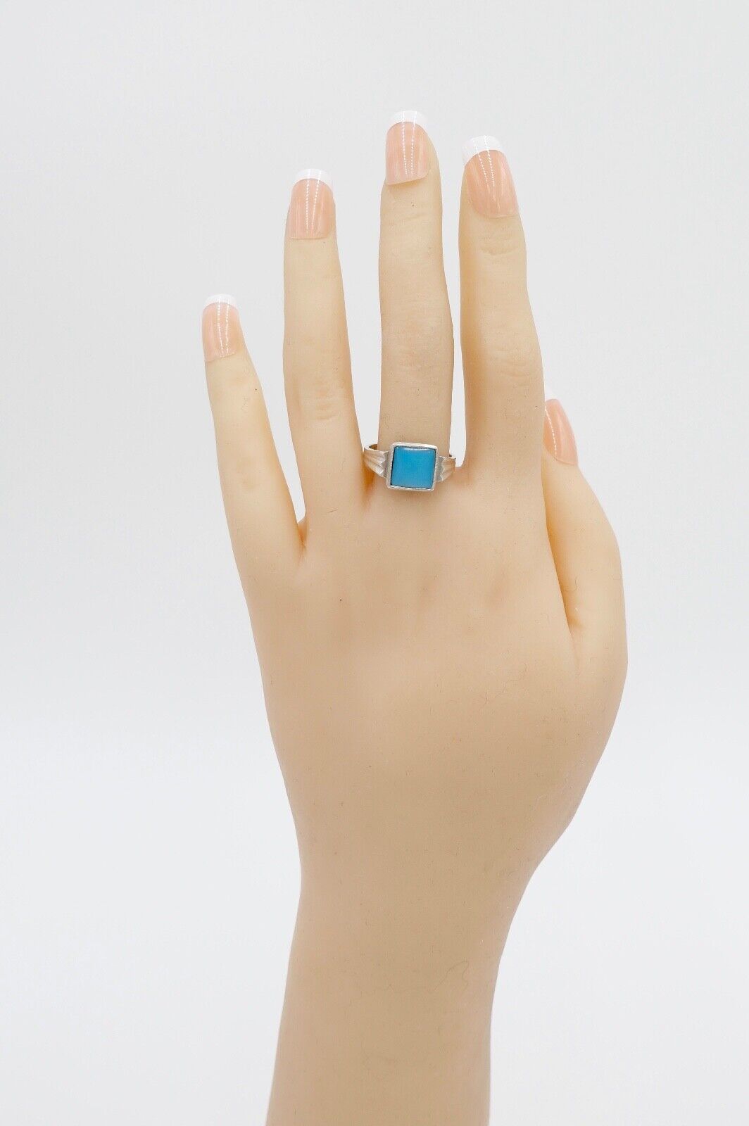 50er Jahre Damenring 800 Silber Gr. 54 mit synthetischem Türkis Ring Damen - Antikhandel-Stuttgart