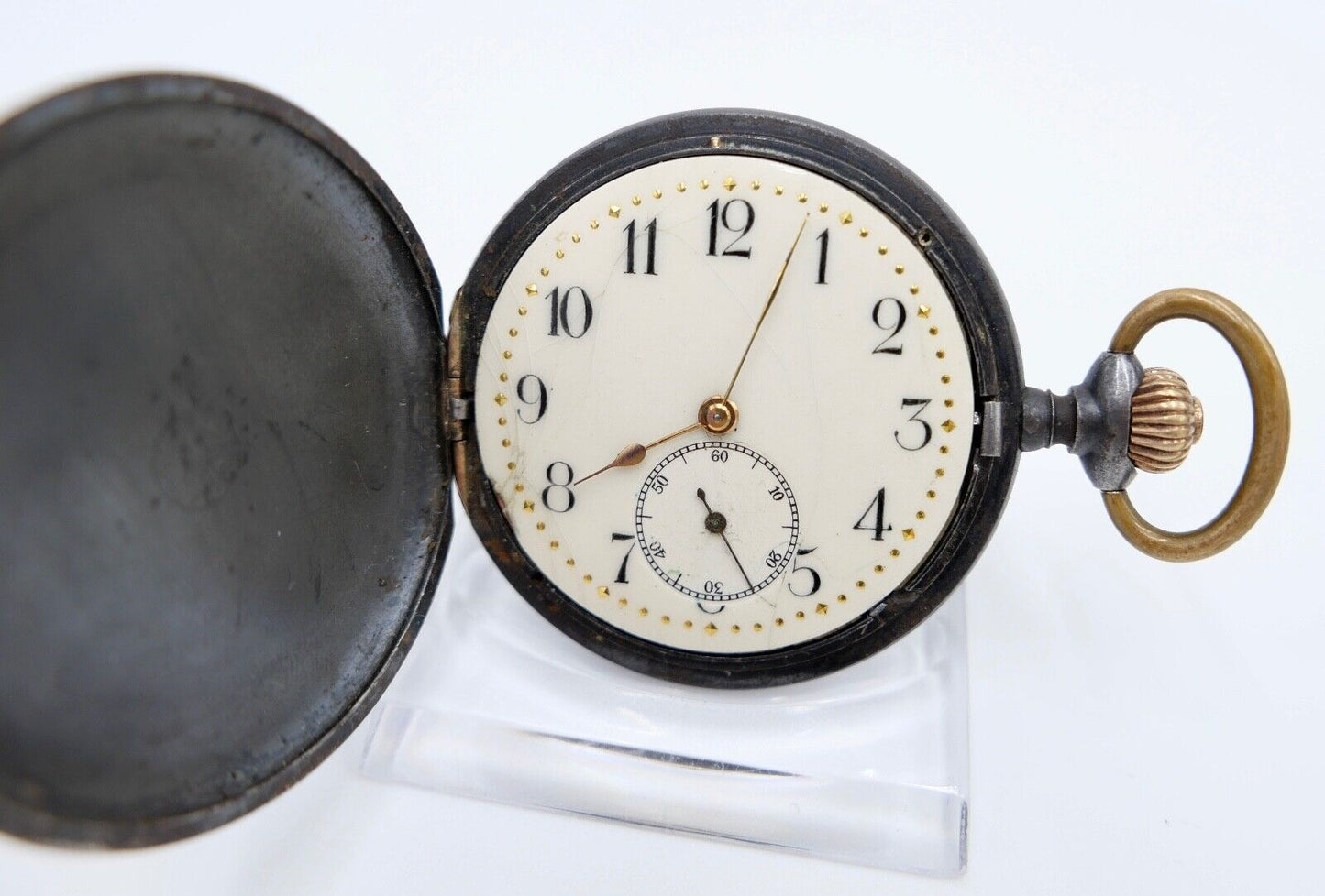 Antike Taschenuhr TAVANNES Ø 48 mm Emaille Zifferblatt - Antikhandel-Stuttgart