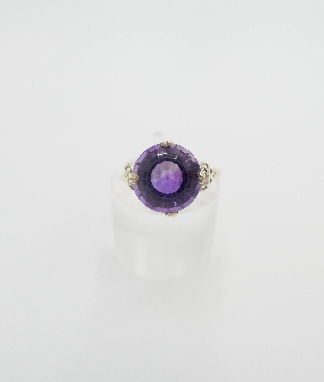 antik um 1900 Damenring mit lila Amethyst Ring 2,87 Gr Gold 585 / 14K Gr. 59 - Antikhandel-Stuttgart