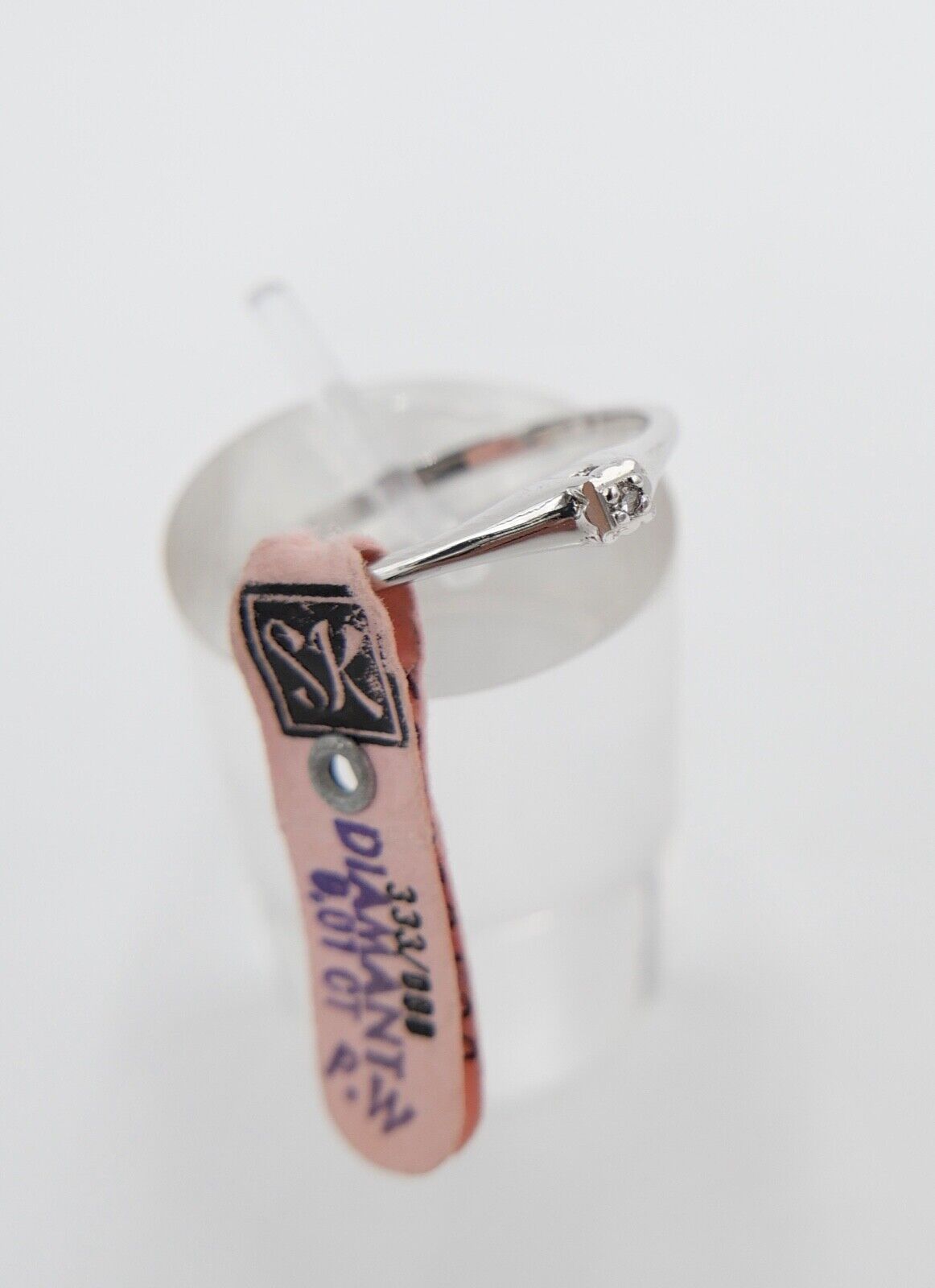 - NEU - 90er Jahre Solitär Ring Weißgold Gold 333 8K Brillant 0,01 Ct Gr. 55 56 - Antikhandel-Stuttgart