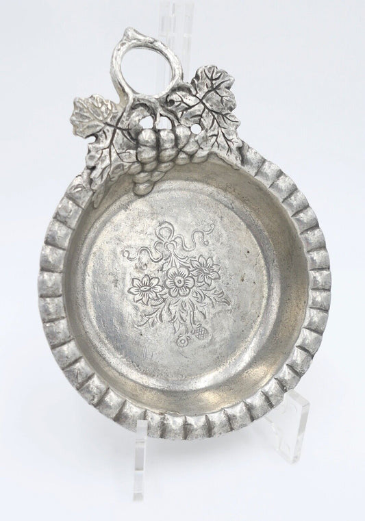 antik 1900 Schale Weinverkostungsschale Zinn Tinn Etain Weinreben Motiv - Antikhandel-Stuttgart