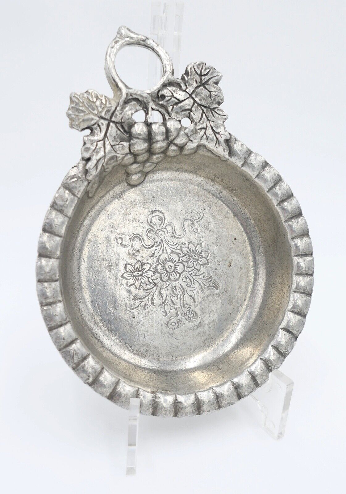antik 1900 Schale Weinverkostungsschale Zinn Tinn Etain Weinreben Motiv - Antikhandel-Stuttgart