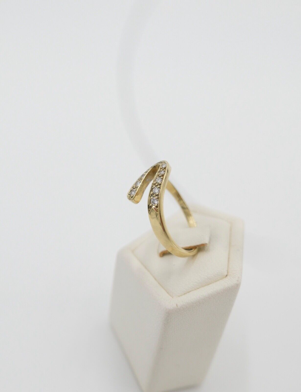 WK Damen Wishbone V-Form Gelbgold Brillant Ring 585 14K Gr. 56 Diamanten - Antikhandel-Stuttgart