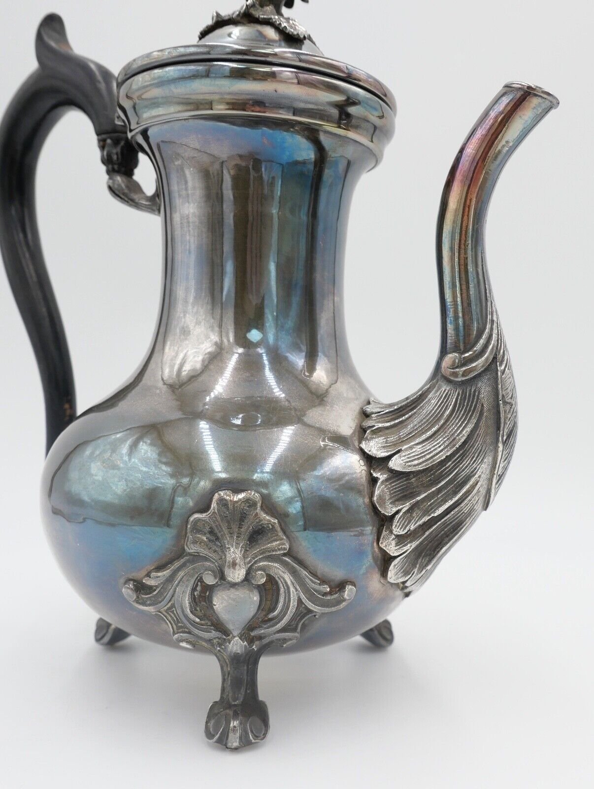 alte schöne florale Teekanne versilbert Double - Antikhandel-Stuttgart